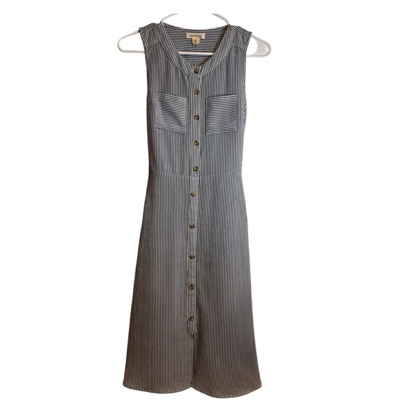 Monteau Dresses & Skirts - Monteau | Navy White Striped Button Midi Sundress | XS